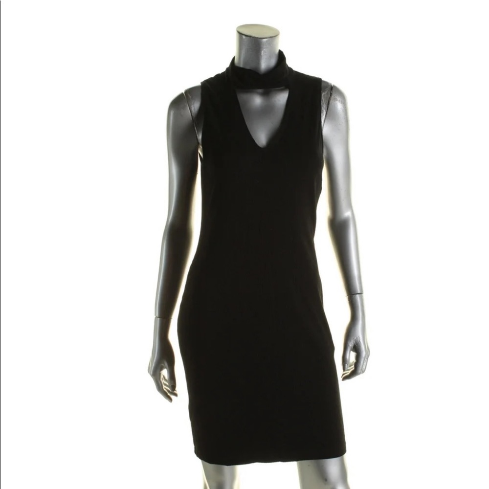AQUA black ribbed dress
